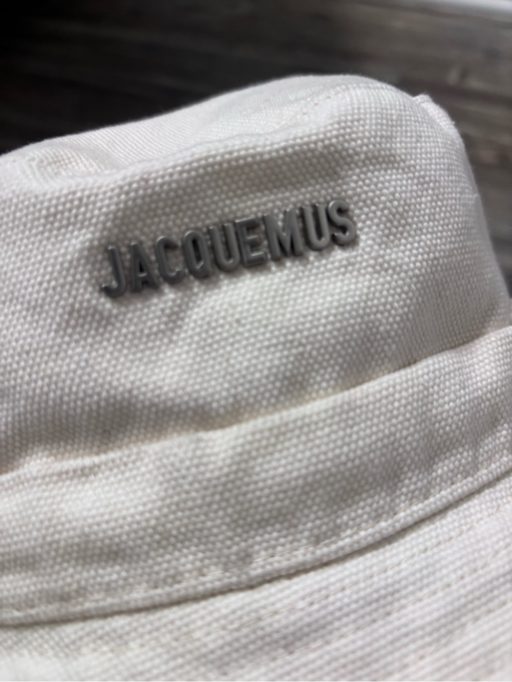 Jacquemus Off-White Canvas Bucket Hat with Metal Logo